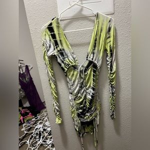 Green tie dye mini dress from Fashion Nova XS